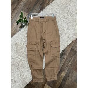 Banana Republic 00 Petite Iced Latte Tan Tapered Cropped Utility Cargo Jeans